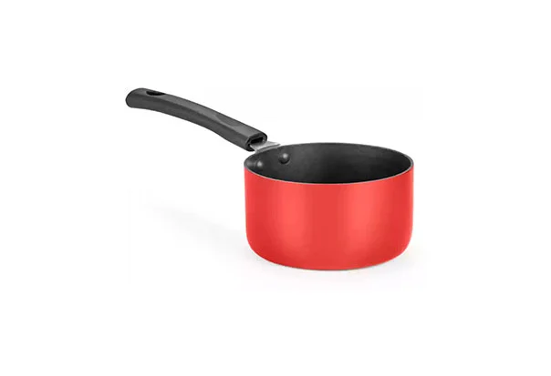 red pan with lid